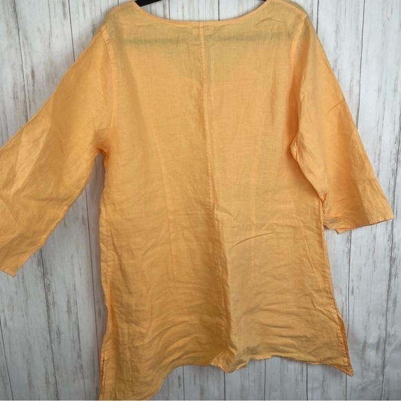 Soft Surroundings 100% linen orange button down size large - Picture 7 of 7